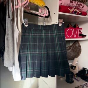 SHEIN Green and Black Plaid Mini Skirt
